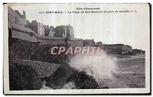 Cartes postales Cote d Emeraude Saint Malo La Plage de Bon Secours un jour de tempete