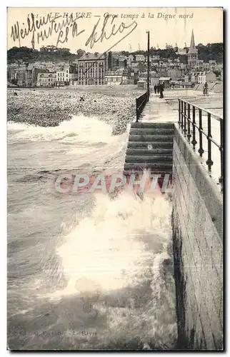 Ansichtskarte AK Le Havre Gros temps a la digue nord