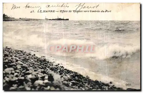 Cartes postales Le Havre Effets de Vagues vers Eentree du Port