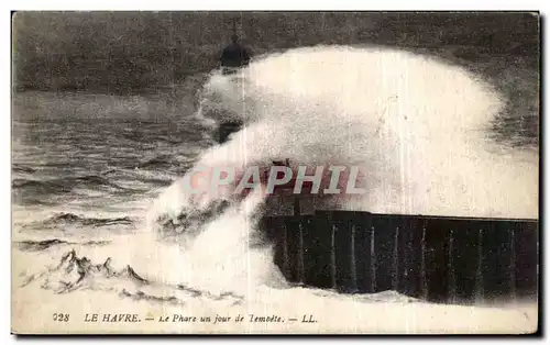 Cartes postales Le Havre Le Phare un Jour de Tempete