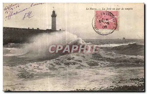 Cartes postales Le Havre La Jetee un Jour de tempere