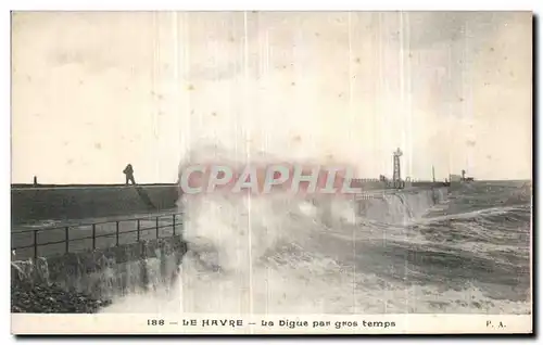 Cartes postales Le Havre Effet Digue par gnos temps