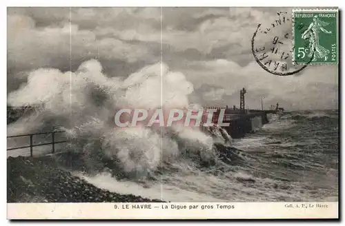 Cartes postales Le Havre La Digue par gros Temps