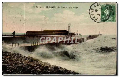 Ansichtskarte AK Le Havre La Jetee par gros temps