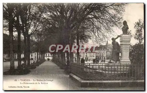 Cartes postales Vannes La Statue de Lesage La Promenade de la Rabine