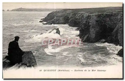 Ansichtskarte AK Quiberon (Morbihan) Rochers de la Mer Sauvage