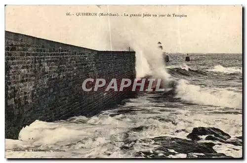 Cartes postales Quiberon (Morbihan) La grande Jetee un jour de Tempete