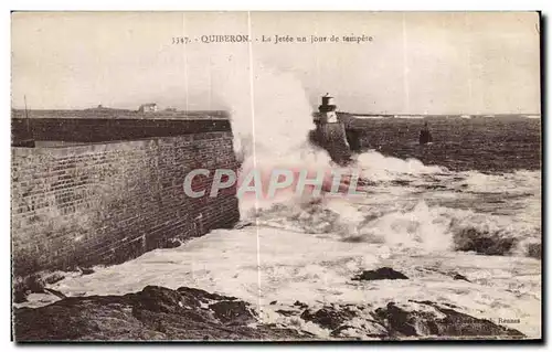 Ansichtskarte AK Quiberon La Jetee un Jour de tempete Lighthouse Phare