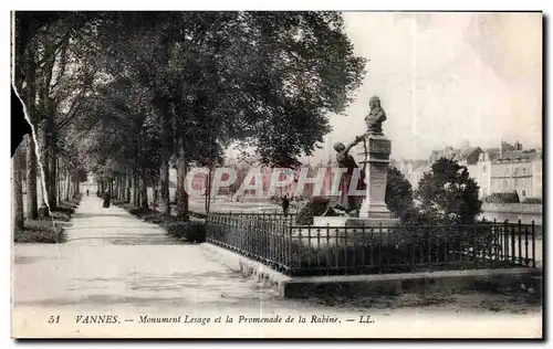 Ansichtskarte AK Vannes Monument Lesage et la Promenade de la Rabine