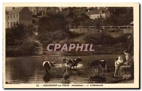 Ansichtskarte AK Rochefort en Terre L Abreuvoir Enfants Vache