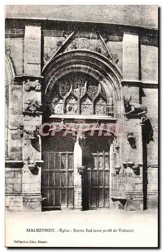 Cartes postales Malestroit Eglise Entree Sud avec profil de Voltaire