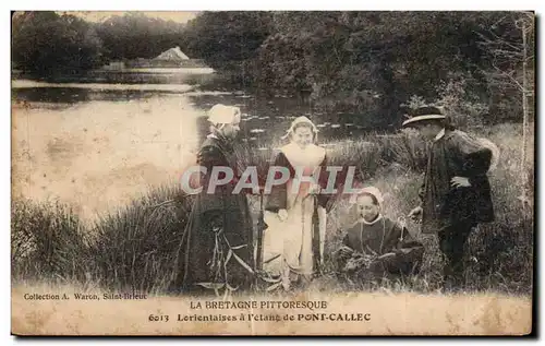 Ansichtskarte AK La Bretagne Pittoresque Lorientaises a l etang de Pont Callec Folklore Costume Coiffe