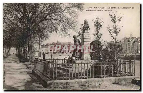 Ansichtskarte AK Vannes La Statue de Lesage et la Promennade de la Rabine