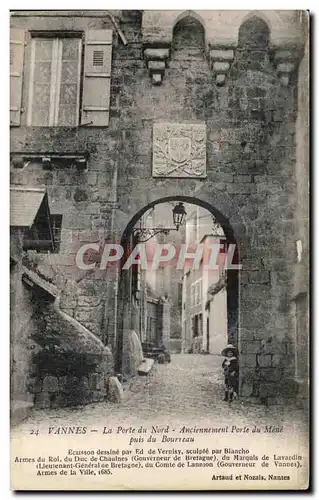 Cartes postales Vannes La porte du Nord Anciennement Porte du Mene puis du Bourreau Ecusson Dessine par Ed de Ve