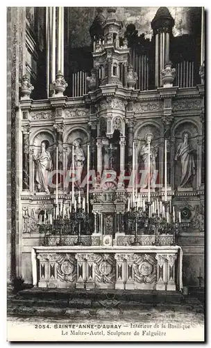 Ansichtskarte AK Sainte Anne D Auray Interieur de la Basilique Le Maitre Autel Sculpture de Falguiere Orgue