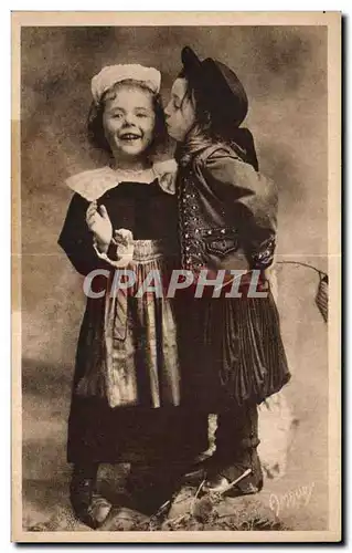 Cartes postales Bretagne Les Petits Amoureux Folklore Costume Coiffe Enfants