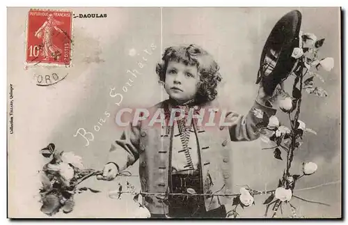 Cartes postales Bons Souhaits Plougastel Daoulas enfant Folklore Costume Coiffe