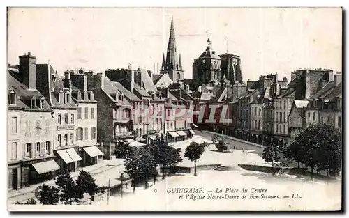 Ansichtskarte AK Guingamp La Place du Centre I Eglise Notre Dame de Bon Secours