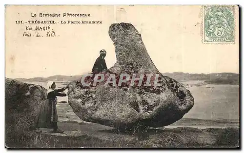 Cartes postales Le Bretagne Pittoresque Tregastel La Pierre Branlante Enfants Folklore