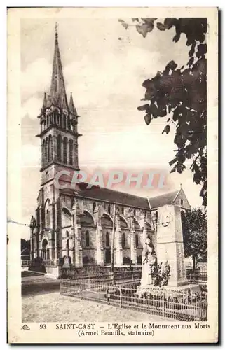 Ansichtskarte AK Saint Cast L Eglise et le Monument aux moris