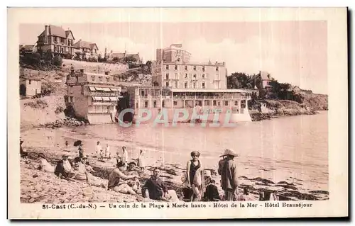 Cartes postales Saint Cast un coin de la Plage de Maree Haute Hotel de la Mer