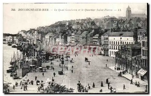 Cartes postales Boulogne Sur Mer Le quai Gambetta et le quartier Saint Pierre