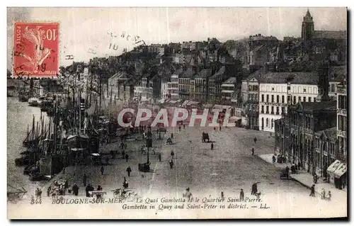 Cartes postales Boulogne sur Mer Le quai Gambetta et le quartier Saint Pierre