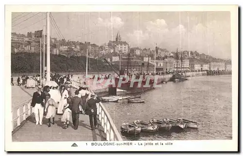 Cartes postales Boulogne sur mer La Jetee et la ville Bateaux