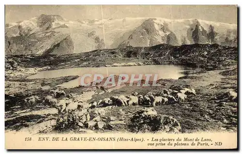 Cartes postales Env de la Grave en Oisans Htes Alpes Les glaciers du Mont de Lans vue prise du plateau de Paris