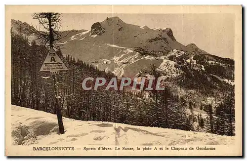 Ansichtskarte AK Barcelonnette sport d Hiver le Sauze la piste a et le Chapeau de Gendarme