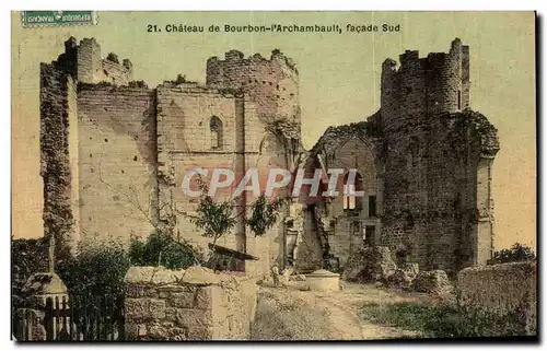 Cartes postales Chateau de Bourbon l Archchambault facade Sud