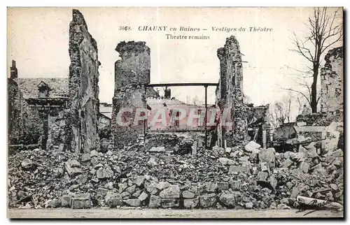 Cartes postales Chauny en Ruines Vestiges du Theatre Militaria