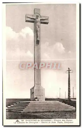 Cartes postales Environs de Soissons Chemin des Dames Le calvaire de Chavignon Militaria