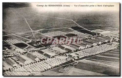 Ansichtskarte AK Camp de Sissonne Aisne Vue d ensemble prise a bord d Aeroplane Militaria