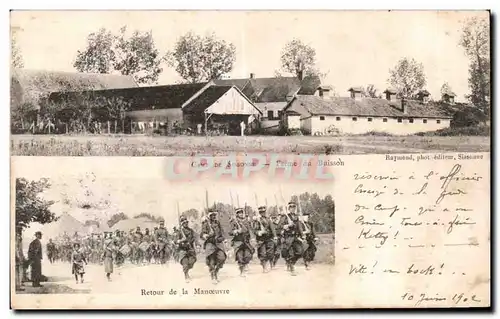Ansichtskarte AK Retour de la Manoeuvre Camp de Sissonne Ferme du buisson Militaria