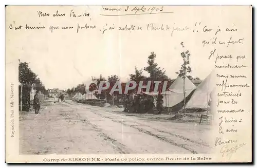 Cartes postales Militaria Camp de Sissonne Poste de Police entree Route de la Selve