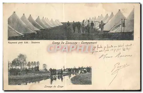 Cartes postales Militaria Camp de Sissonne Campement