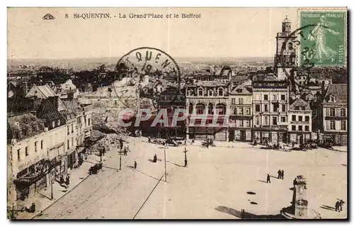 Cartes postales St Quentin La Grand Place et le bettroi