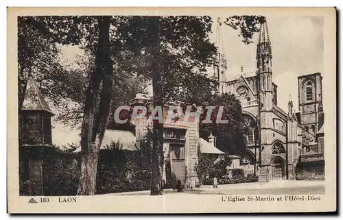 Cartes postales Laon L Eglise St Martin et l Hotel Dieu