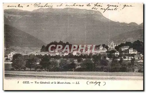 Cartes postales Gex Vue generale et le Mont Jura