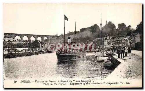 Cartes postales Dinan Vue sur la Rance le depart du Du Guesclin View on the Rance Departure of the steamboat Dug