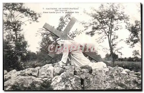 Ansichtskarte AK Calvaire De Pontchateau Jeaus tombe pour la premiere fois