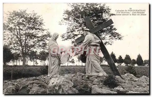 Ansichtskarte AK Calvaire De Pontchateau Une femme pfense essuie la face de Jesus