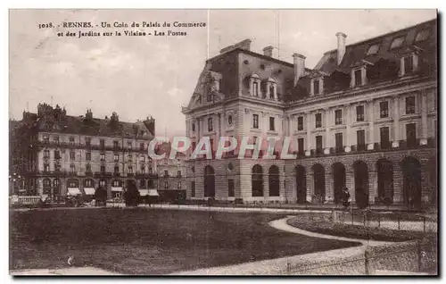 Cartes postales Rennes Un Coin du Palais du Commerce st des jardins sur la Vilaine Les Postes