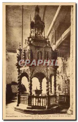 Ansichtskarte AK Guimiliau Le Baplistere Le Plus beau Travail da bais sculpte de toute la Bretagae