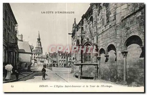 Cartes postales Dinan L Eglise Saint Sauveur et la Tour de l Horloge