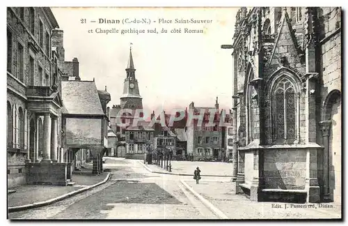 Cartes postales Dinan Place Saint Sauveur et Chapelle gothique sud du cote Roman