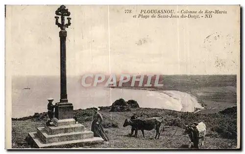 Ansichtskarte AK Plougasnou Colonne de Ker Maria et Plage de Saint Jean du Doigt Vaches