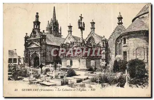 Cartes postales Gumiliau (Finistere) Le Calvaire et I Eglise