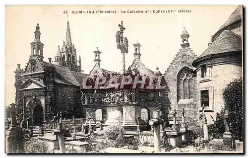 Cartes postales Gumiliau (Finistere) Le Calvaire et I Eglise